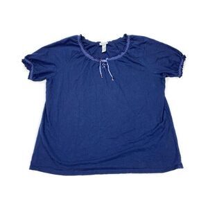 Catherines womens‎ navy blue blouse short elastic sleeves  1X